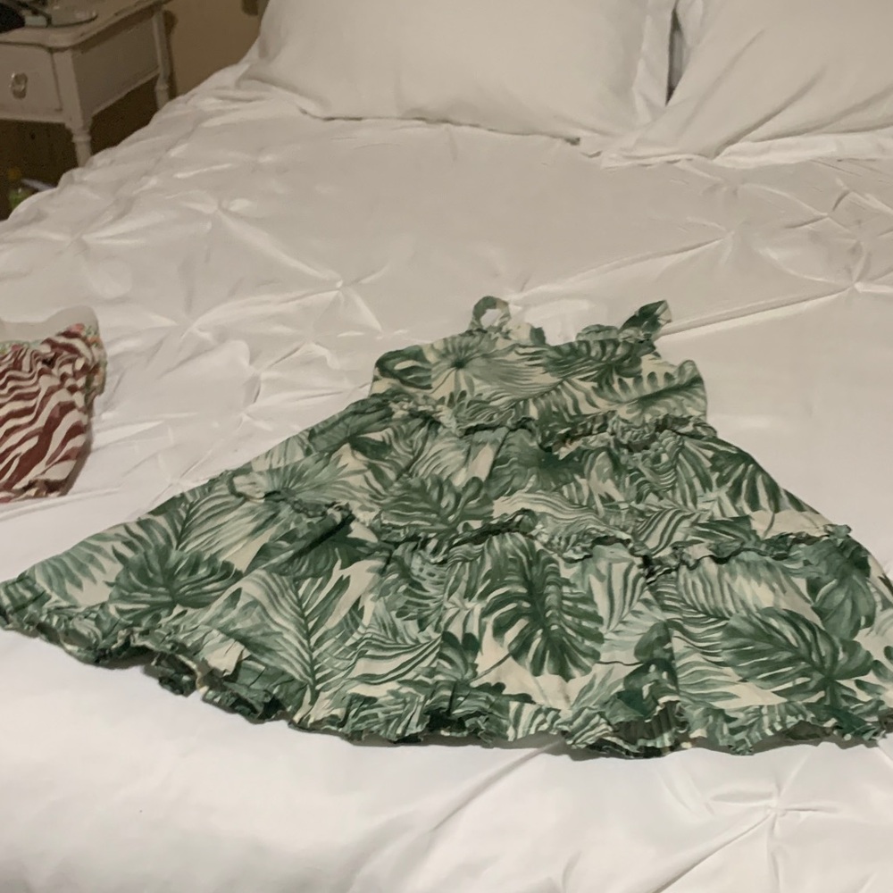 Janie and Jack Green Leaf Print Dress